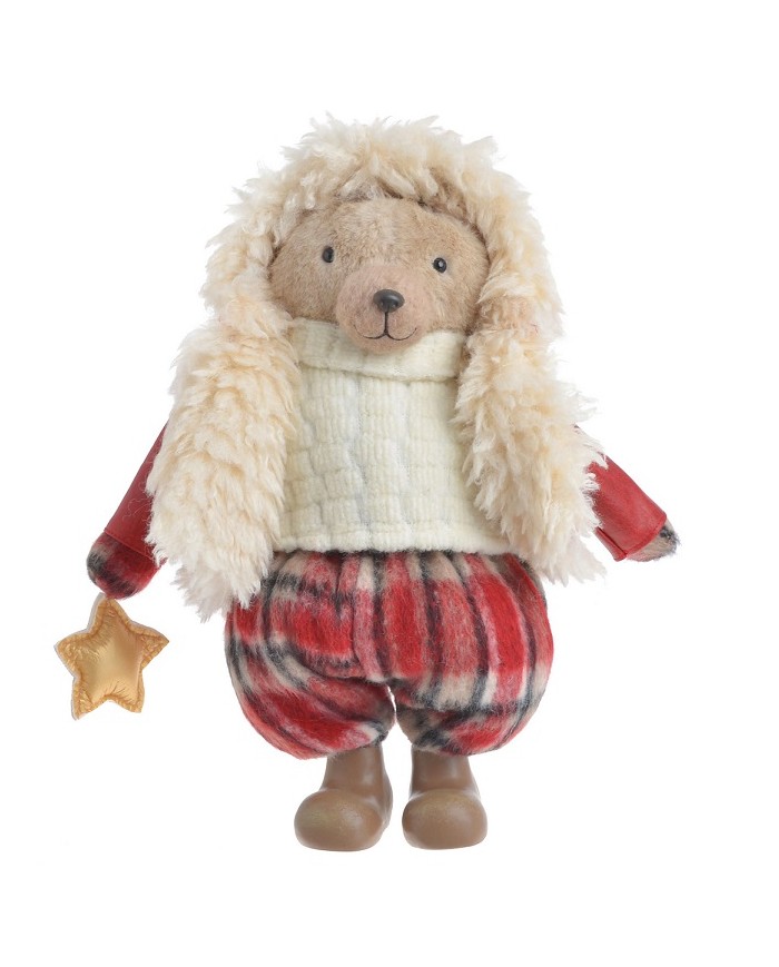 Miś zimowy H38cm....A BOY WHITE-RED- art. dekoracyjny