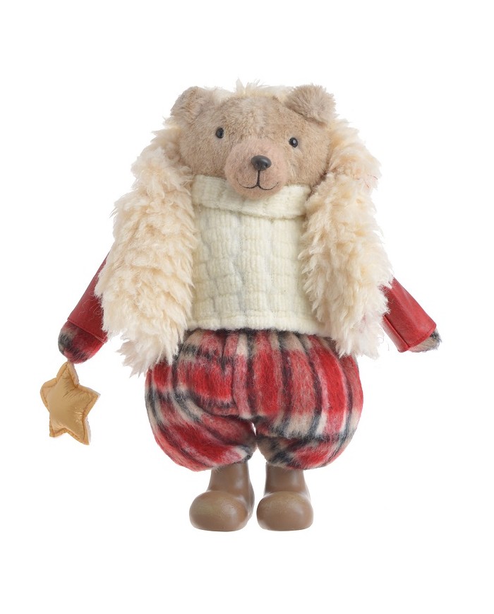 Miś zimowy H38cm....A BOY WHITE-RED- art. dekoracyjny