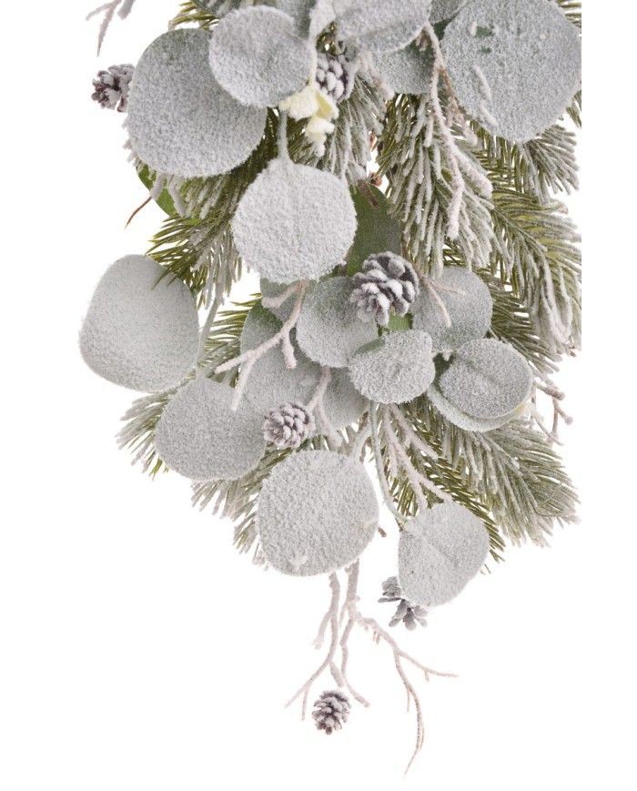 Ośnieżona girlanda z eukaliptusem..152cm..40-10 pcs......GREEN-WHITE