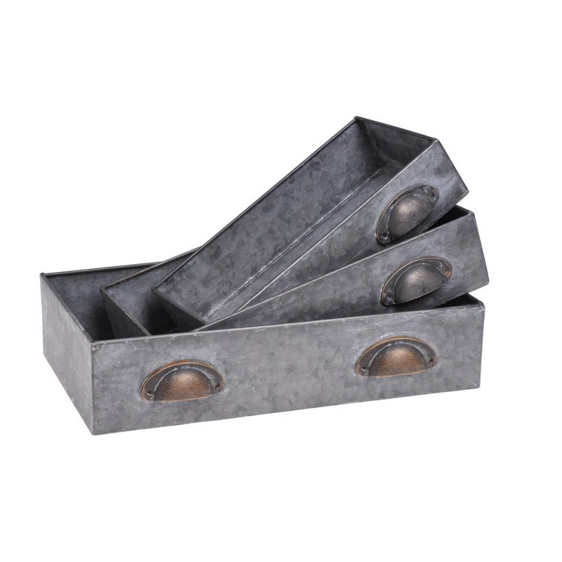 Szufladki metalowe 3szt szare