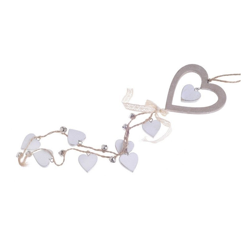 Girlanda drewniana 48 cm wh-br serca