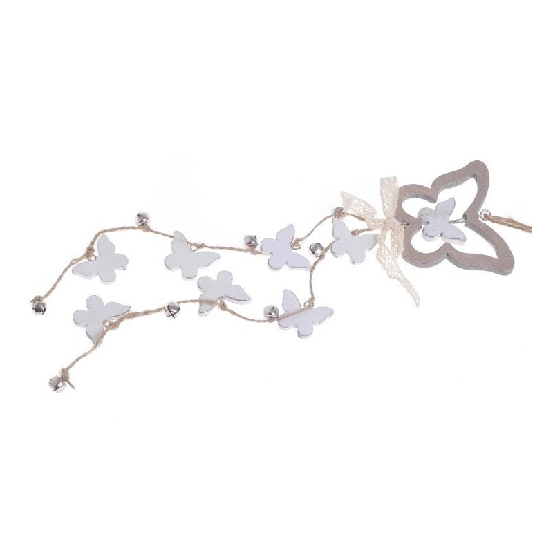 Girlanda drewniana 48 cm wh-br motyle.