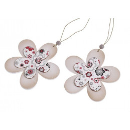 Drewniana zawieszka L z ludowym motywem 2szt - kwiatek