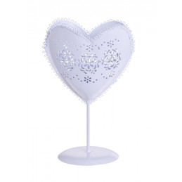 Serduszko świecznik 24-15cm MATT WHITE