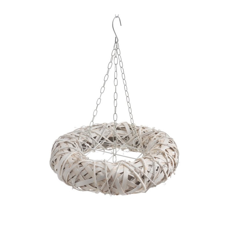 Pleciony wianek do podwieszenia 40 cm WHITE