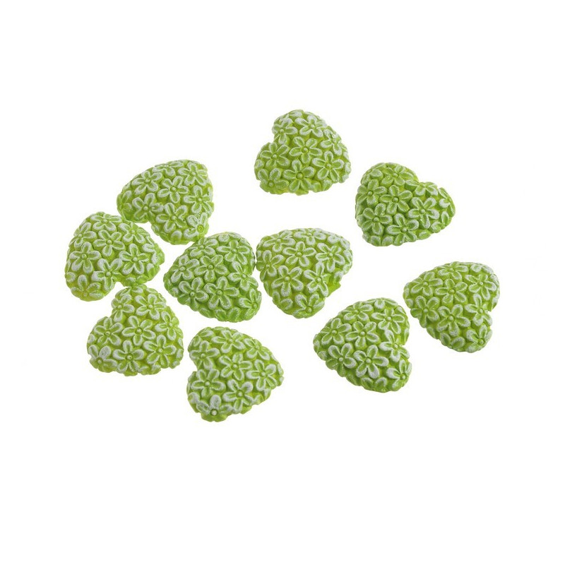 Serca przyklejki z kwiatami 10 szt/kpl 3cm