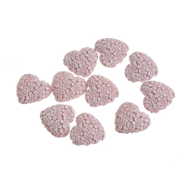 Serca przyklejki z kwiatami 10 szt/kpl 3cm