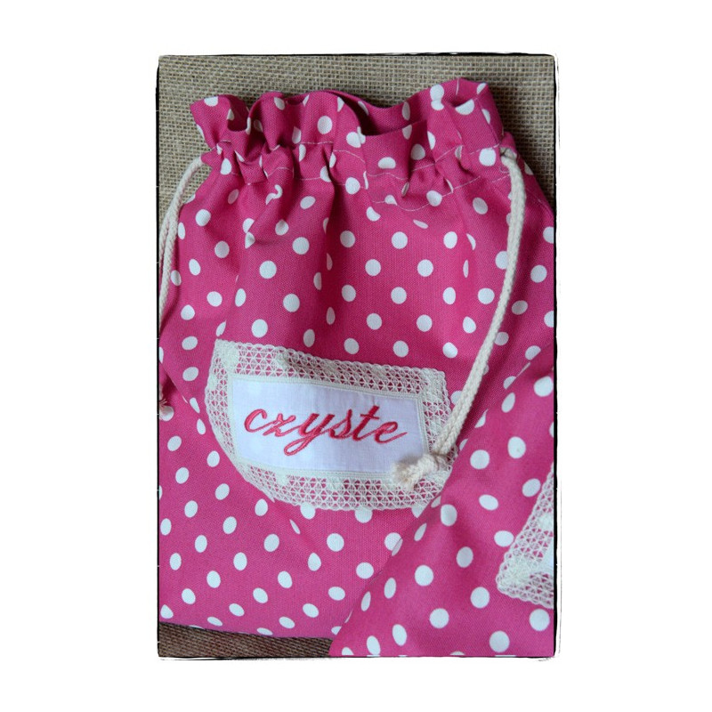 ~Od Ani~ Komplet worków brudne/czyste KROPKI Róż