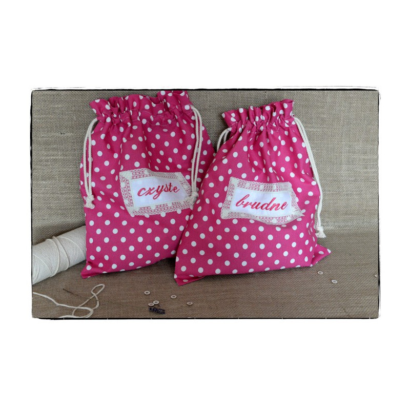 ~Od Ani~ Komplet worków brudne/czyste KROPKI Róż