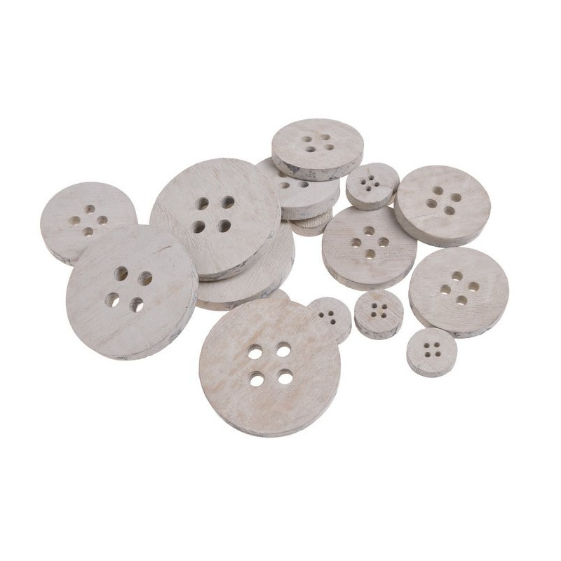 Guziki drewniane beżowe mix, 18szt