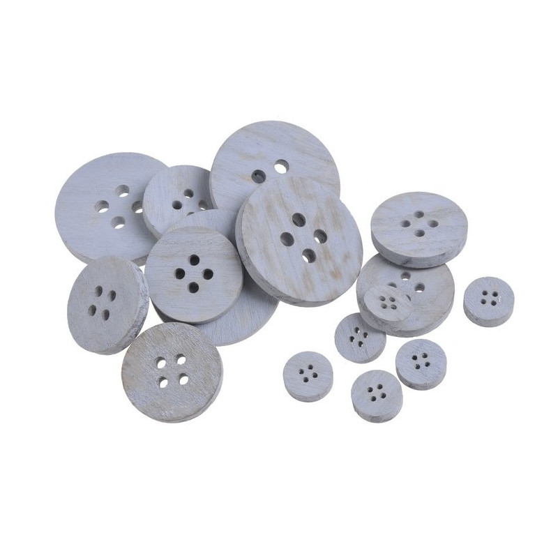 Guziki drewniane niebieskie mix, 18szt/pacz