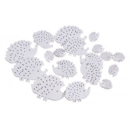 Jeże wykrawane zawieszki biale mix, 18szt