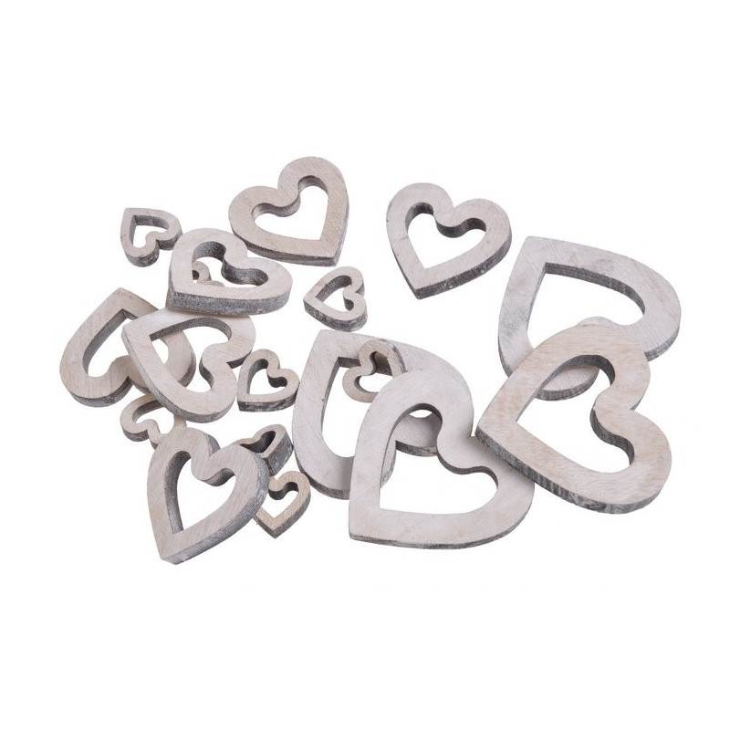 Serca bialo-szare mix 18szt