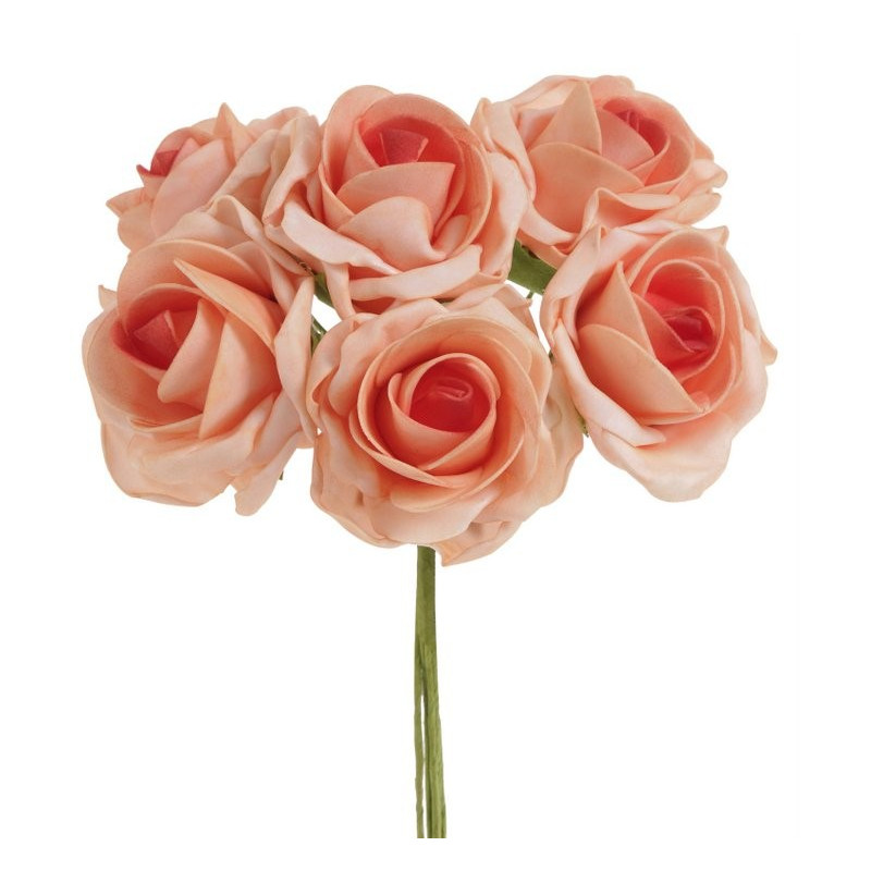 Bukiet róż piankowych x 6 25cm MIX KOLORÓW