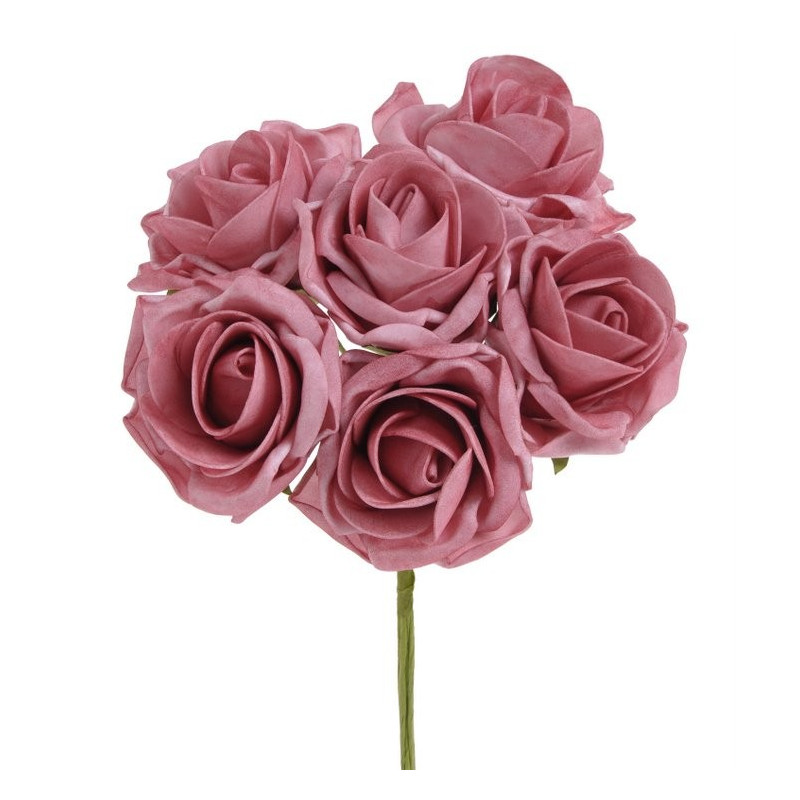 Bukiet róż piankowych x 6 25cm MIX KOLORÓW