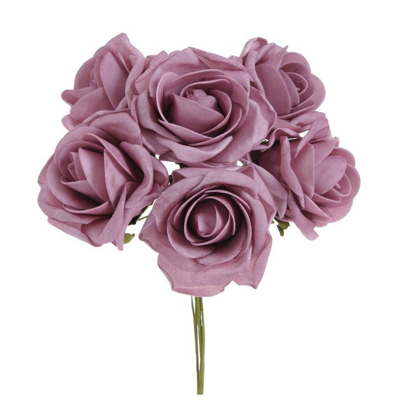 Bukiet róż piankowych x 6 25cm MIX KOLORÓW