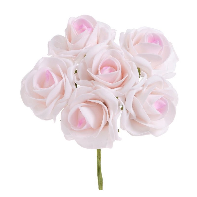 Bukiet róż piankowych x 6 25cm MIX KOLORÓW