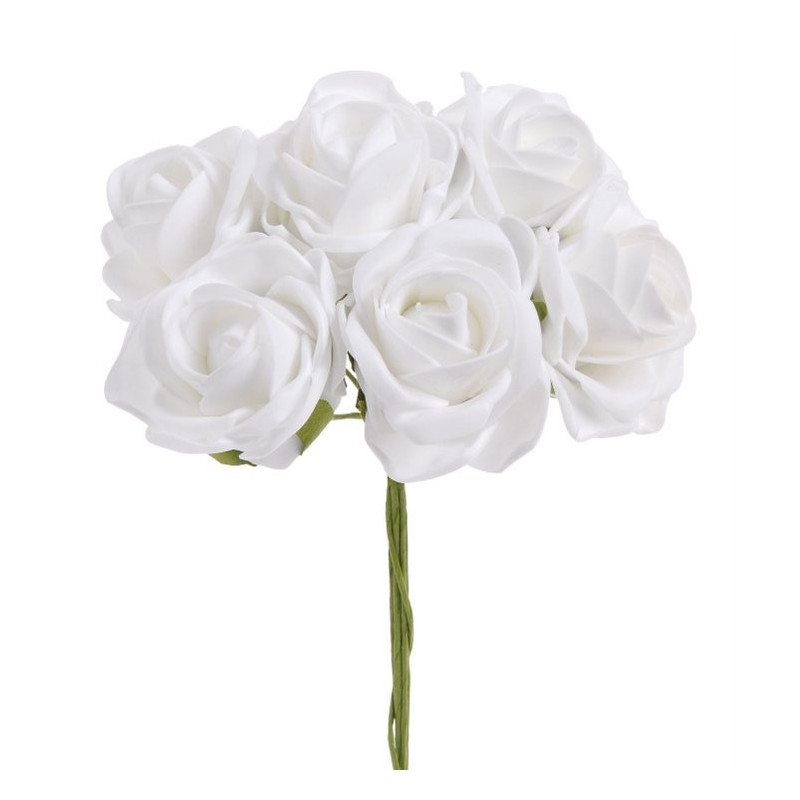 Bukiet róż piankowych x 6 25cm MIX KOLORÓW