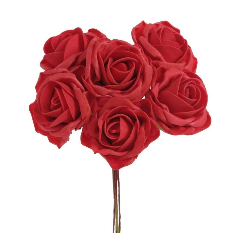 Bukiet róż piankowych x 6 25cm MIX KOLORÓW