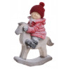 Chłopiec na koniku w czerwonym sweterku 40x18x55 cm - art. dekoracyjny - ceramika