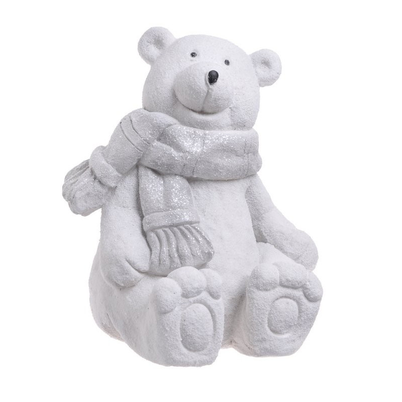 Miś siedzący/stojący zimowy w bieli - art. dekoracyjny