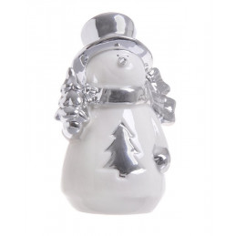 Sowa ceramiczna w zimowej czapce 35 cm