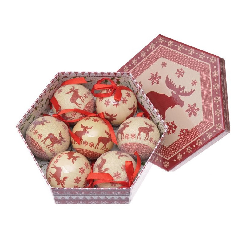 Bombki w pudełku 7cm, 7szt/komplet  -winter gray