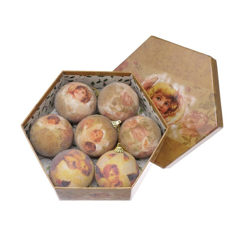 Bombki w pudełku 7cm, 7szt/komplet  - angel GLD