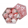 Bombki w pudełku 7cm, 7szt/komplet  - etno WH/RED