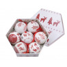 Bombki w pudełku 7cm, 7szt/komplet  - reinder/tree WH/RED