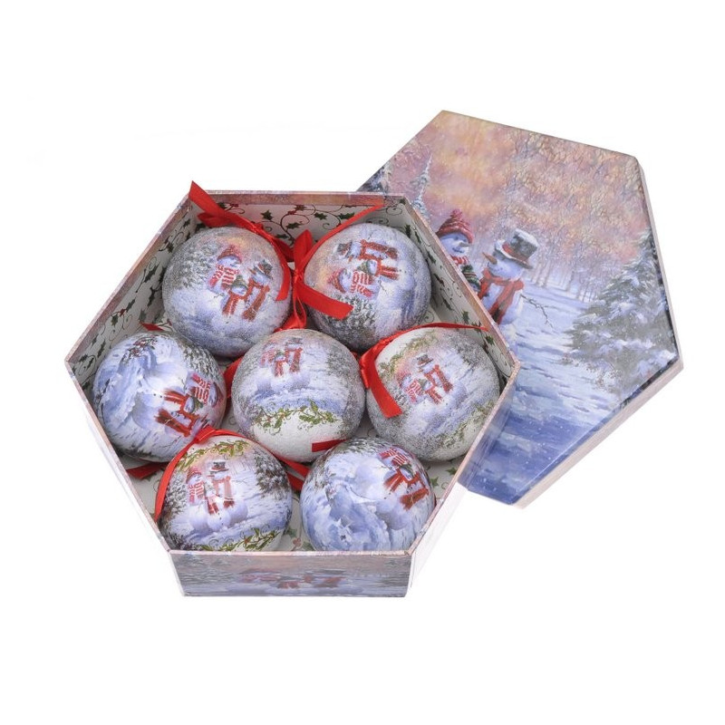 Bombki w pudełku 7cm, 7szt/komplet  - snowman WH