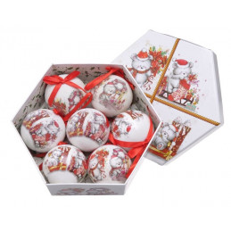 Bombki w pudełku 7cm, 7szt/komplet  -bear WH