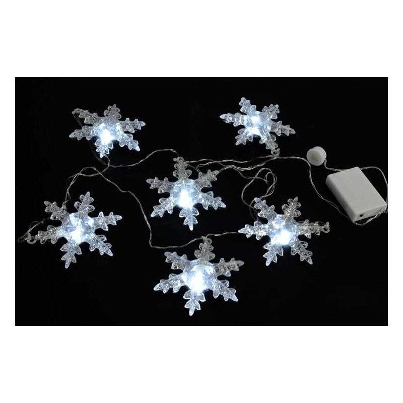 Światełka śnieżynki x6, 12 cm -  transparent-silver