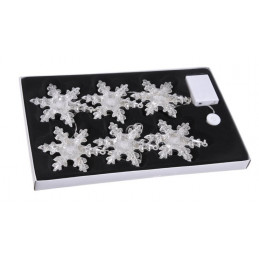 Światełka śnieżynki x6, 12 cm -  transparent-silver