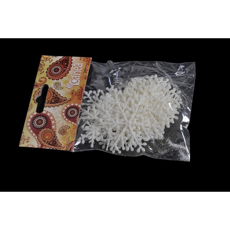 Śnieżynki z błyskiem 18szt/paczka  6 cm