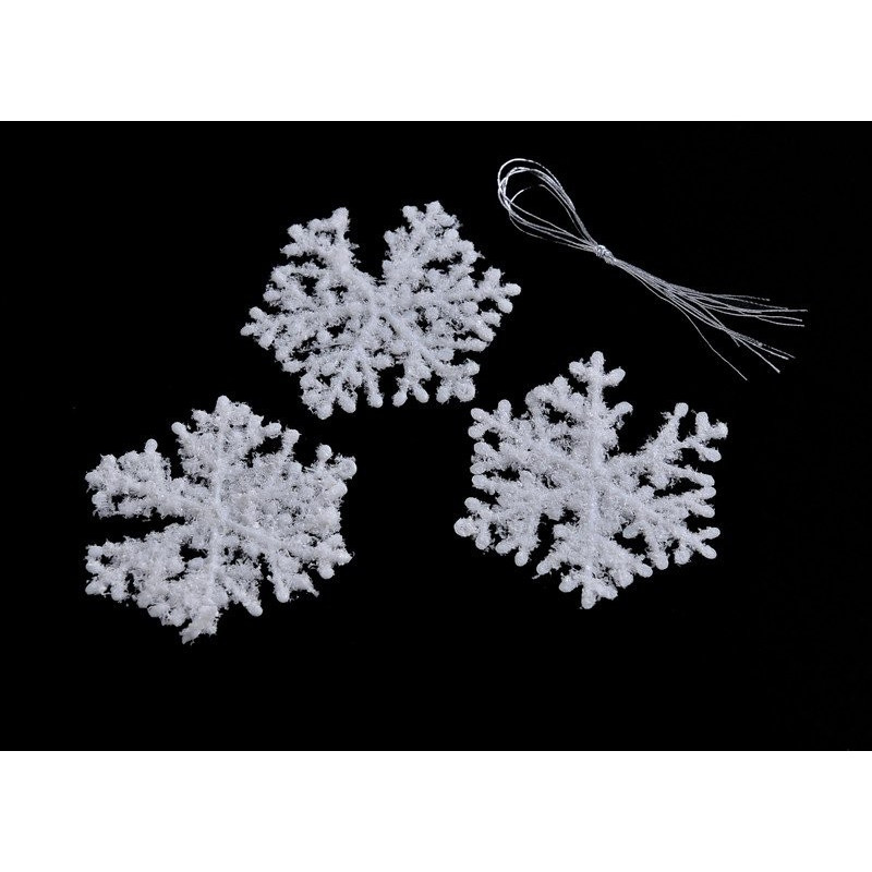 Śnieżynki w pudrze 6 cm 10 szt/paczka