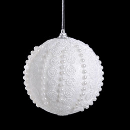 Bombka w perełkowe pasy 10 cm - ozdoba choinkowa