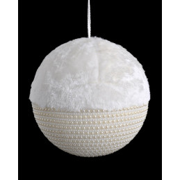 Bombka futro/perelki 20 cm - ozdoba choinkowa