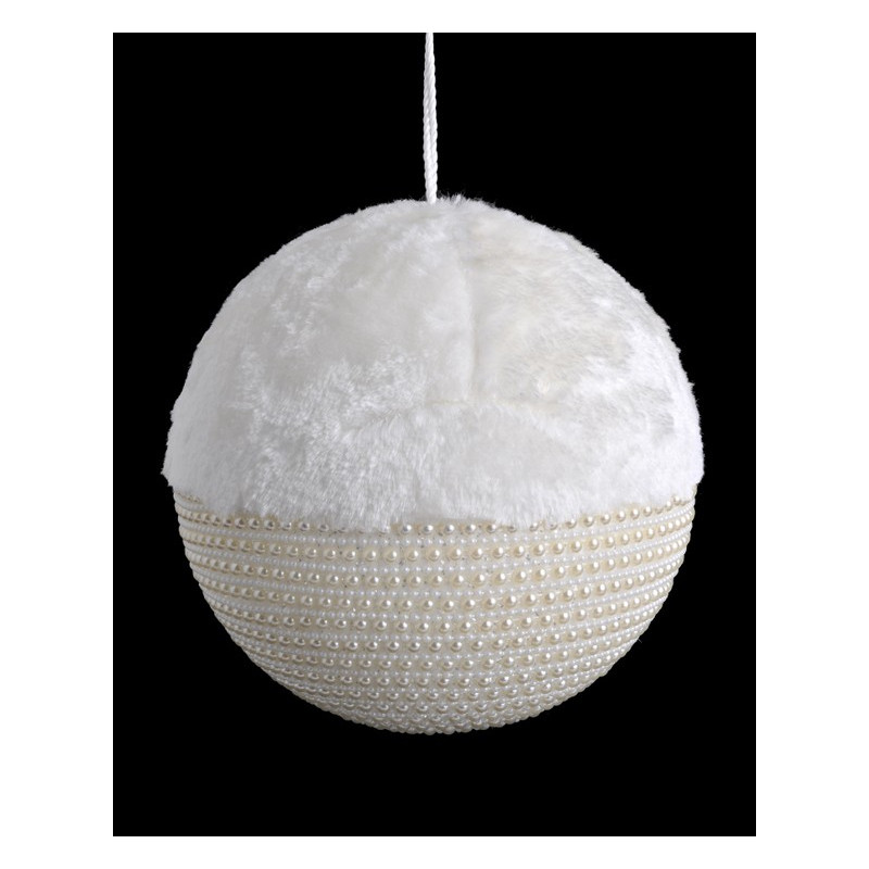 Bombka futro/perelki 20 cm - ozdoba choinkowa