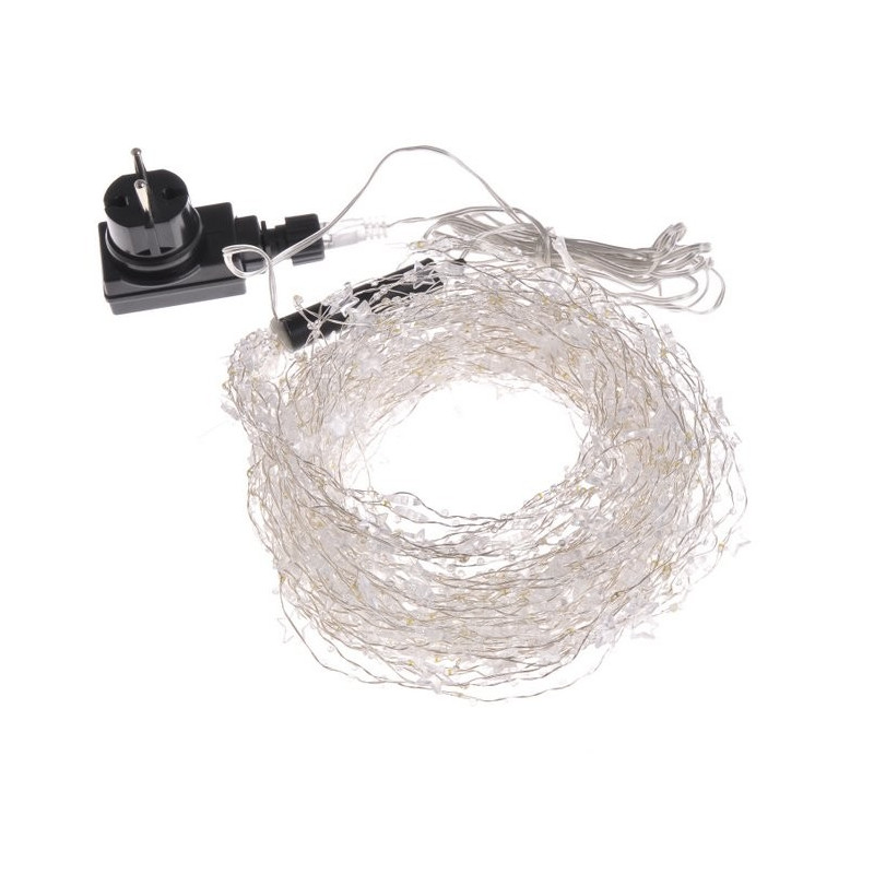 Lampki ledowe mini gwiazdki 360L, 12 x 3m + 3m zasilanie 12V światło ciepłe