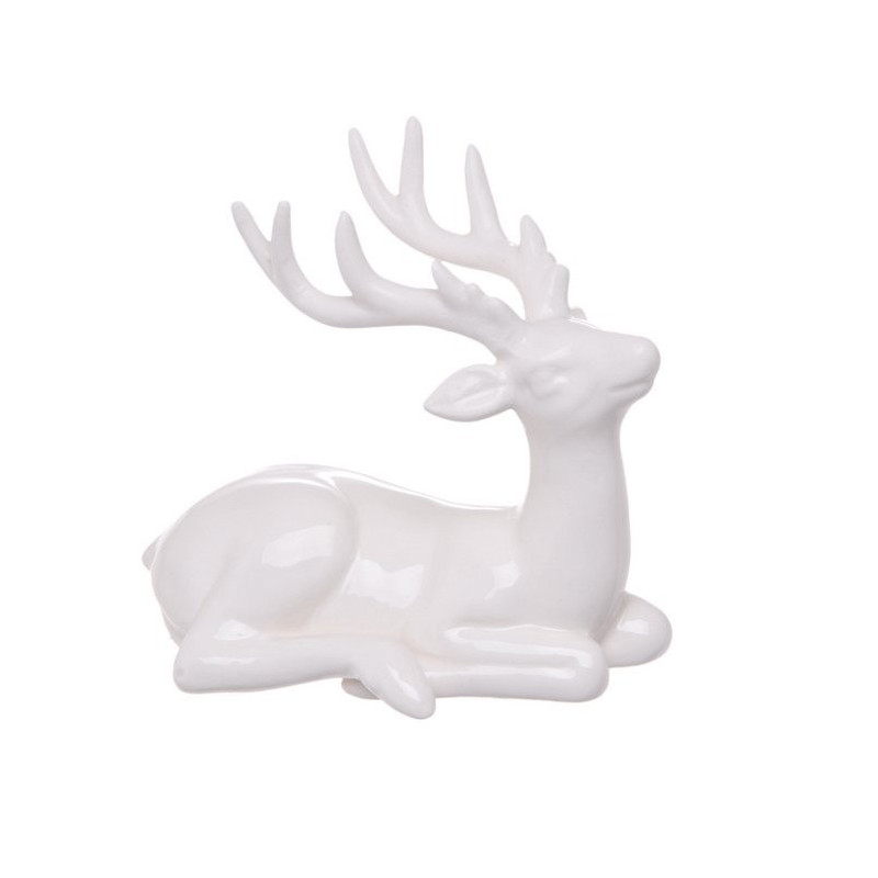 Leżący jelonek - figurka ceramiczna 11,3 cm
