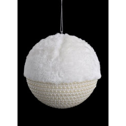 Bombka futro-perełki 15 cm  -ozdoba choinkowa