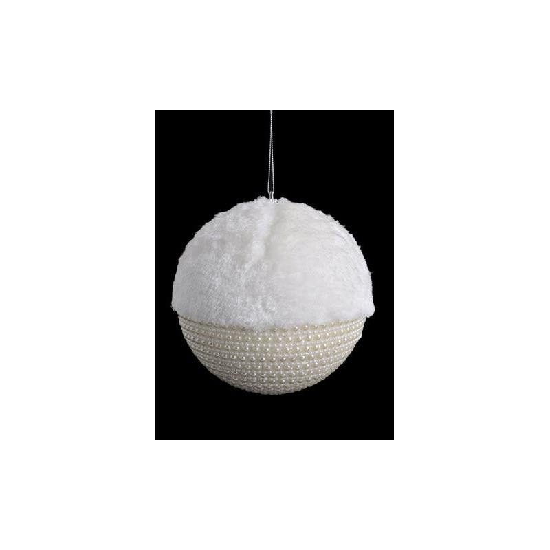 Bombka futro-perełki 15 cm  -ozdoba choinkowa