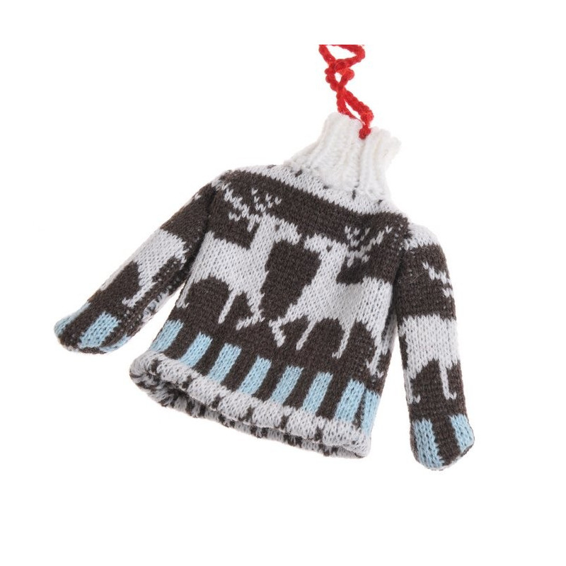 Sweterek w renifery 12 cm - zawieszka choinkowa