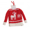 Sweterek w renifery 12 cm - zawieszka choinkowa RED