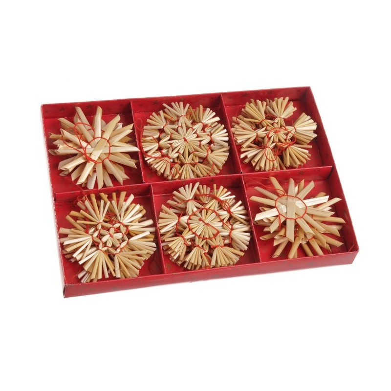 Słomkowe gwiazdki 19x13x2cm, 24szt-kpl