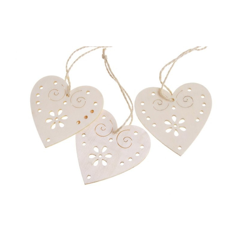 Serce - zawieszka 7cm, 6szt-kpl