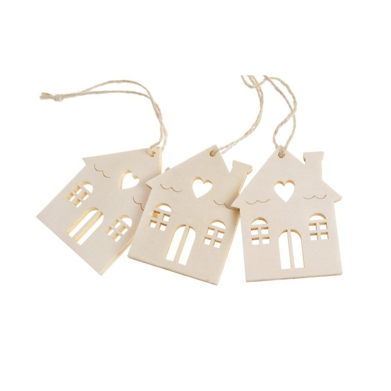 Domek - zawieszka 7cm, 6szt-kpl