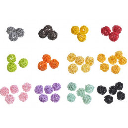 Kule rattanowe 3cm, 24szt-paczka MIX KOLORÓW