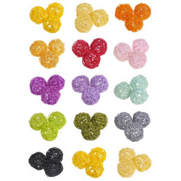 Kule rattanowe 7cm, 12szt-paczka MIX KOLORÓW